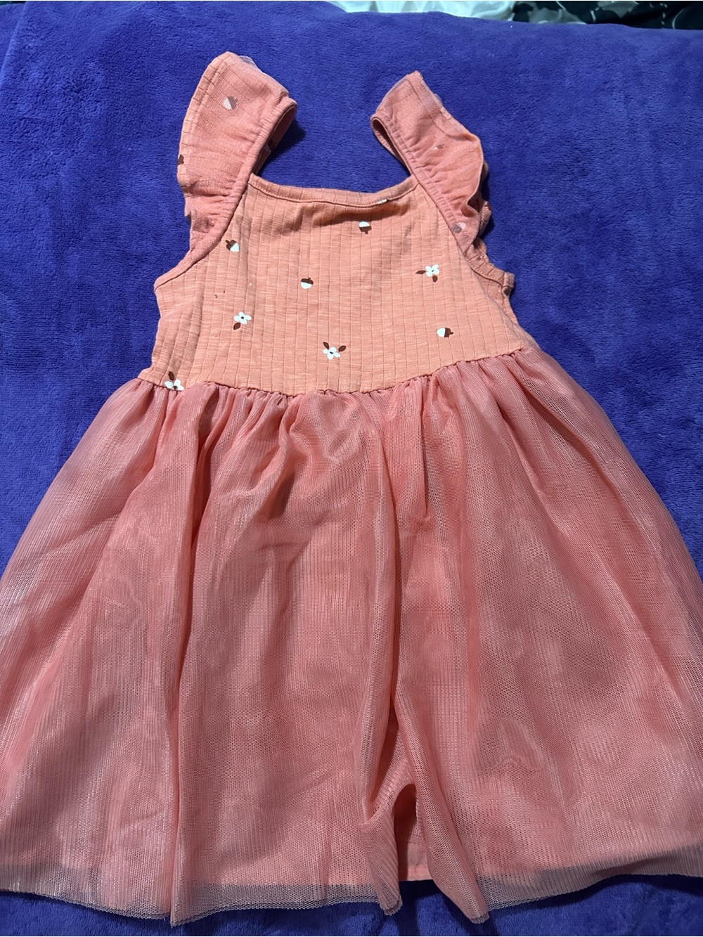 Cat & Jack Coral Pink Ruffle Strap Tulle Dress